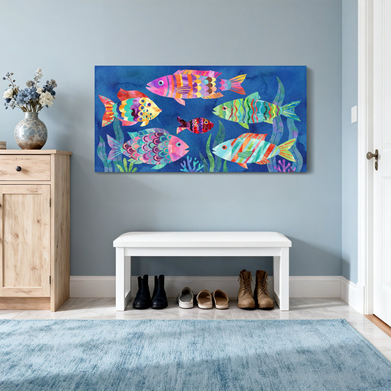 Animaux, poissons colorés, impression sous-marine, H 16 po x l 32 po
