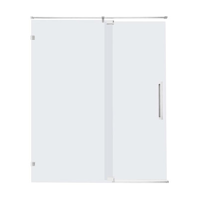 Porte de douche battante à panneau simple sans cadre l 28 à 32 po x H 76 po, écran de douche chromé, verre trempé transparent de 5/16 po avec film de sécurité