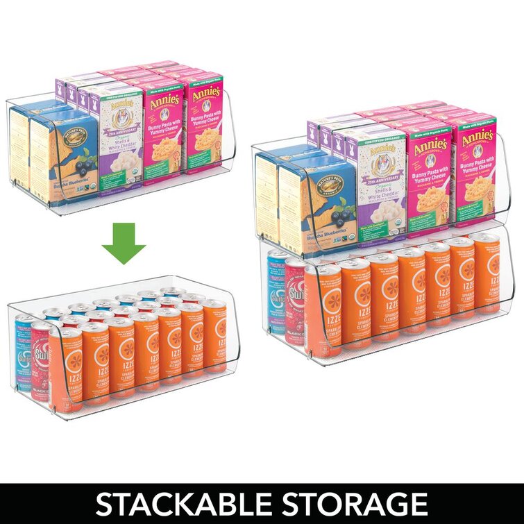 Mdesign Stackable Plastic Food Storage Bin, Open Front, X-Large, 2 Pack -  Clear
