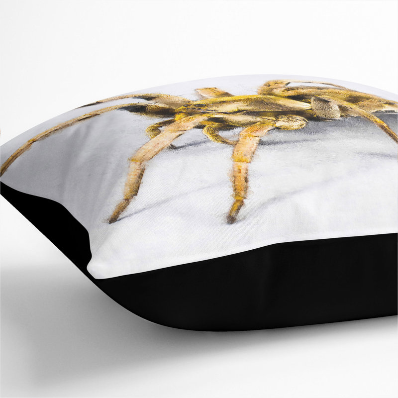 Tarantula Spider Painting Square Throw Cushion, Black, 55cm H x 55cm W x 20cm D