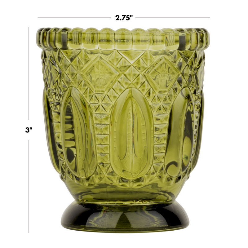 Ensemble de porte-votives de table en verre 6 pièces, Vert olive