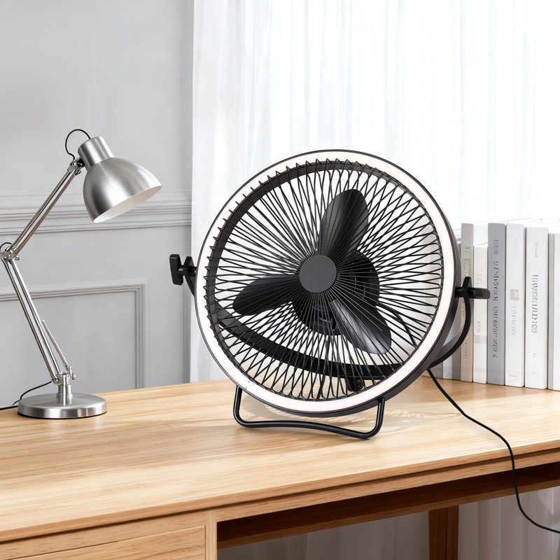 Ventilateur de plancher ou de plafond 2-en-1 moderne à DEL rotatif 3CCT 2-en-1 avec télécommande, moteur à courant continu réversible à 6 vitesses, à intensité variable