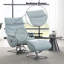 Fauteuil d'appoint en cuir fleur avec repose-pieds, fauteuil pivotant et fauteuil de salon
