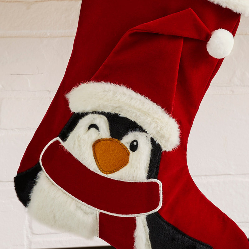 Classic Wintertime Penguin Personalized Christmas Stocking, Yes