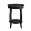 Table d'appoint à plateau rond avec rangement ouvert à 1 tiroir seulement, sans chaises.