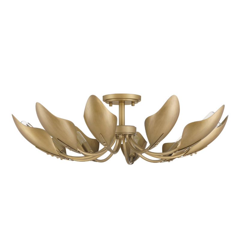 Hunter Juneway 10 Light Large Flush Mount Ceiling Light Fixture, Gold