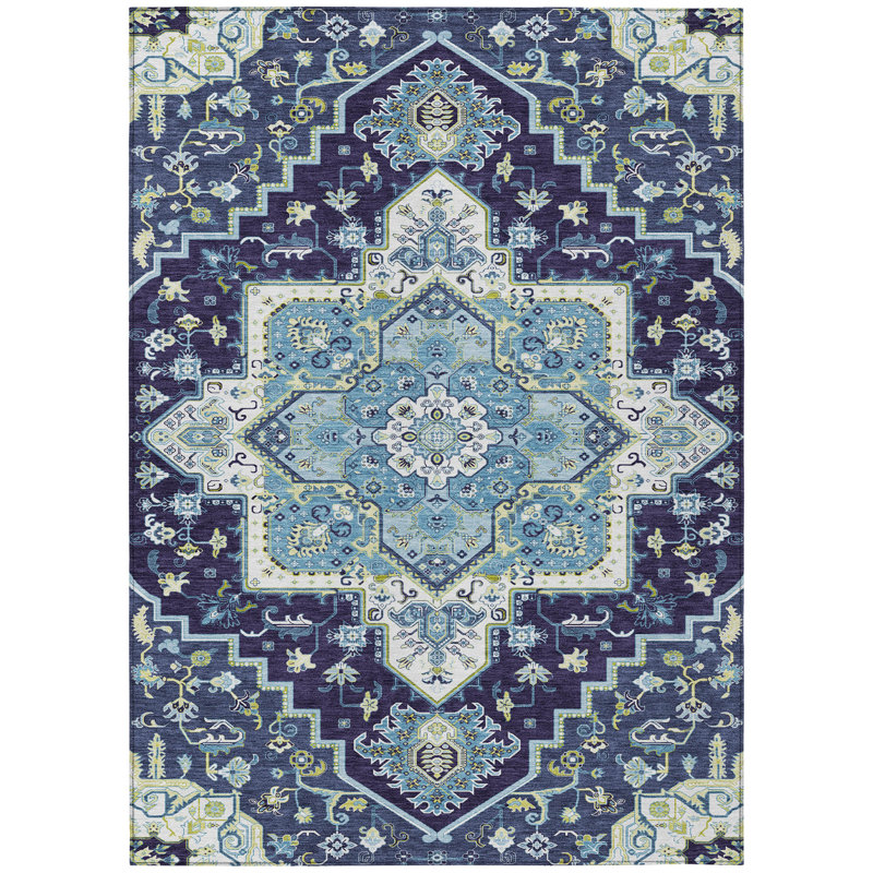 Bellaya Navy Washable Indoor-Outdoor Rug - , 8' x 10'