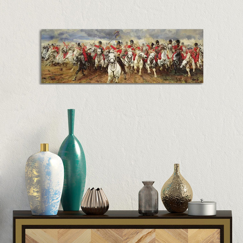 Scotland For Ever! 1881 by Lady Butler - Panoramic Painting on Canvas, Wrapped Canvas, 30.48cm H x 91.44cm W x 3.81cm D
