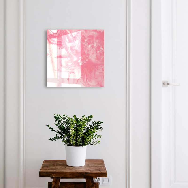 Key cabinet, Opens to the left, 30x30x5, Black, Abstract pink in a dynamic composition, 