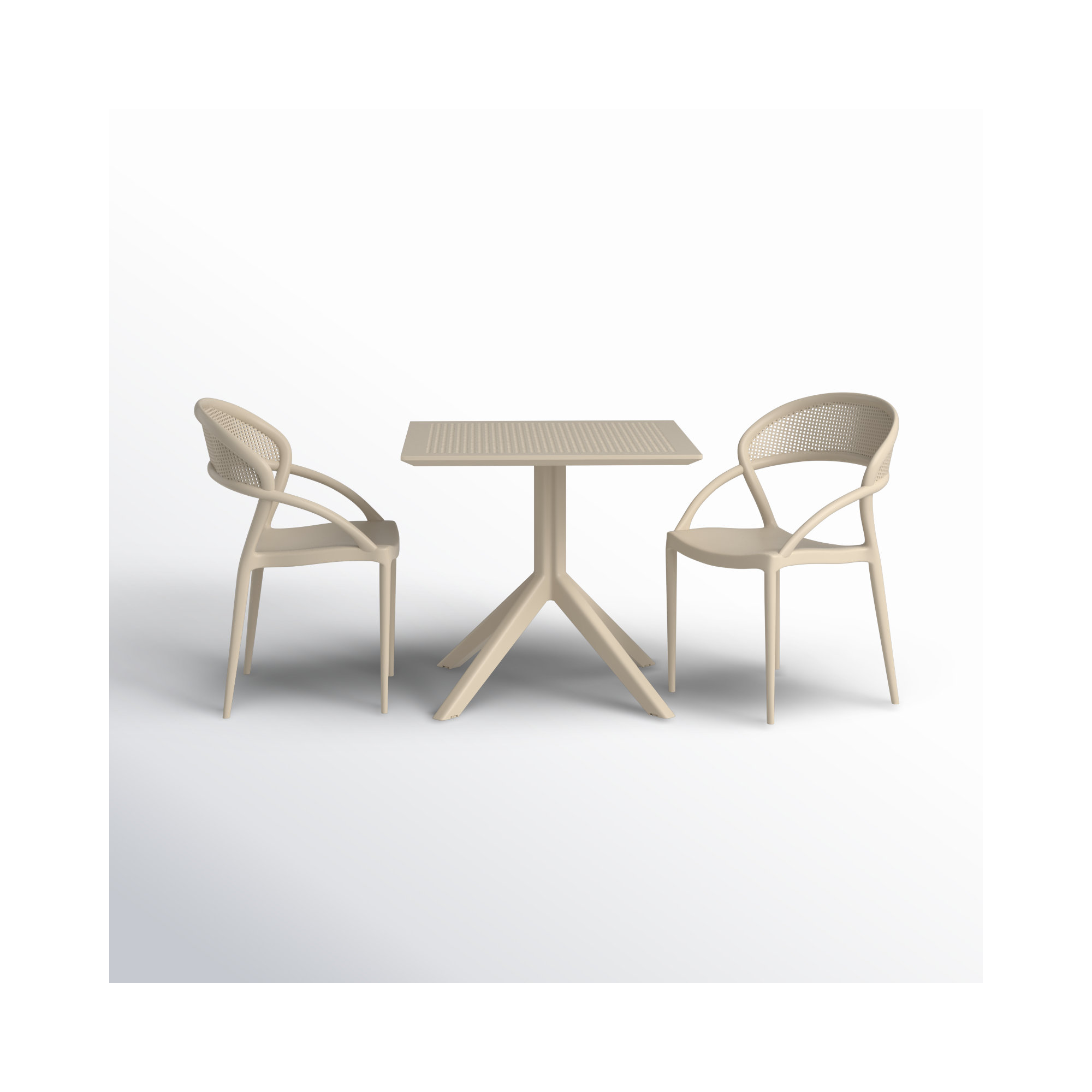 Farrah Patio 3 Piece Bistro Set, Taupe