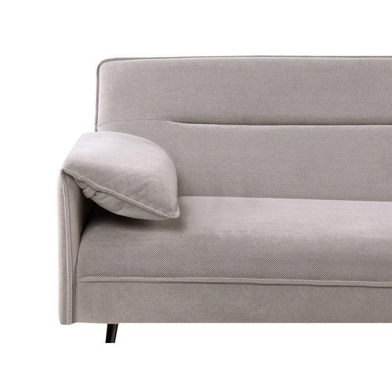 VAYLA 198cm Upholstered Sofa Bed, Grey, Fabric, Silver, Polyester, Foam