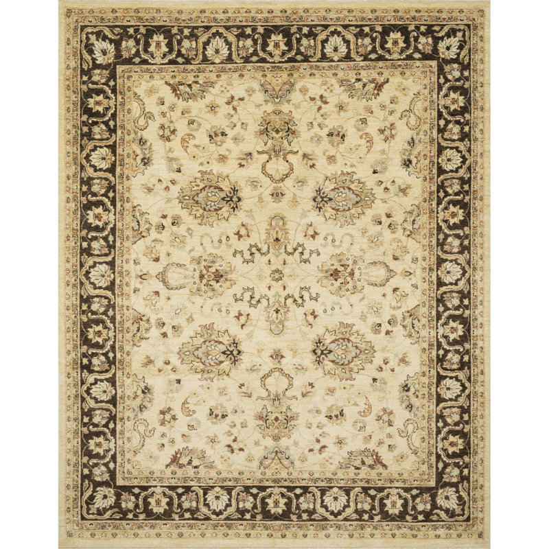 Tapis beige / brun en laine noué à la main Durden, Tapis de couloir beige