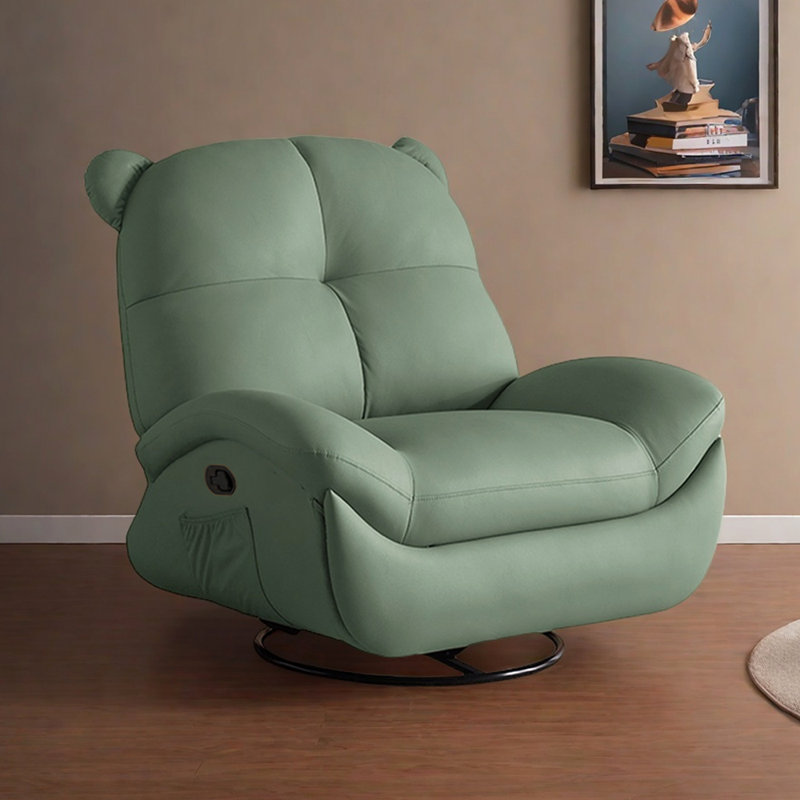 Ergonomic Swivel Recliner with Storage Pocket, Cyan