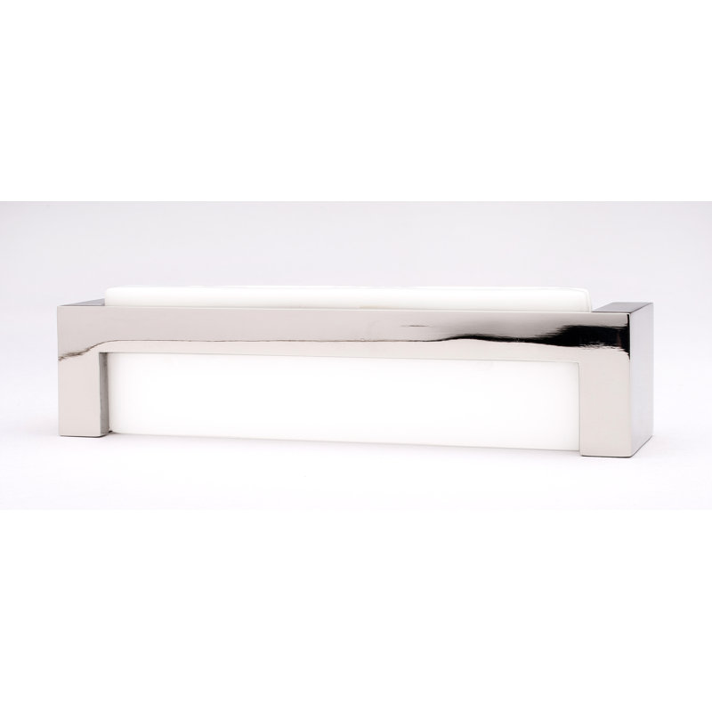 Skyline 5" Center to Center Bar Pull, Polished Nickel/White