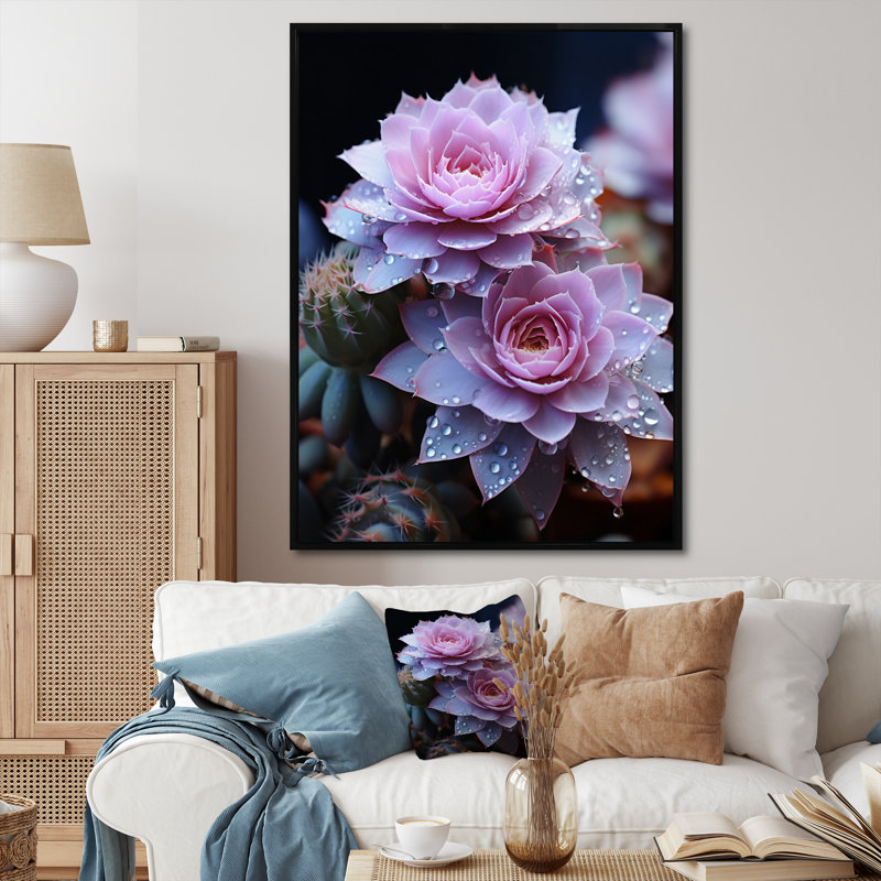 «Tonicka Pink Cactus», H 20 po x l 12 po x P 1 po, Cadre flottant noir