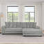 Corduroy Tufted Upholstered Sleeper Sectional Sofa-23539548