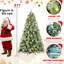 Arbre de Noël de 72 pouces avec 300 lumières blanches préinstallées, 988 pointes d'aiguille dure, 66 branches de pin, structure à charnières à assemblage rapide et support en métal