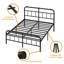 Base de lit pour grand lit en métal 14 po avec tête de lit, industrielle robuste, capacité de 3500 lb, anti-balancement silencieux, noir, assemblage facile, aucun sommier tapissier requis-1509986711