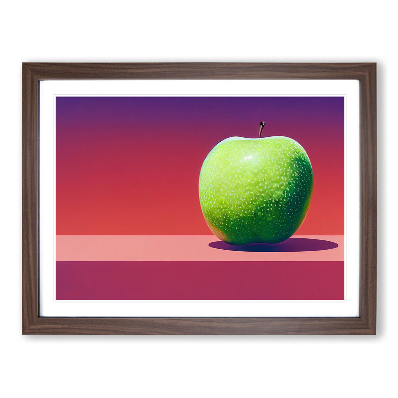 Single Apple Fruit Vol.3 - Single Picture Frame Print, Walnut Framed, 25cm H x 34cm W x 2cm D