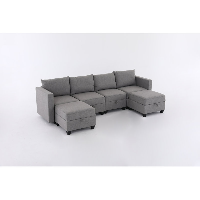 Canapé modulaire réversible en toile de jute: solution de rangement élégante pour le salon