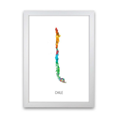 Chile Watercolour Map by Michael Tompsett - Print