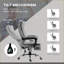 Fauteuil de bureau inclinable avec massage & amp; Chauffage, chaise de bureau à haut dossier, gris anthracite | Polyester-2123086970
