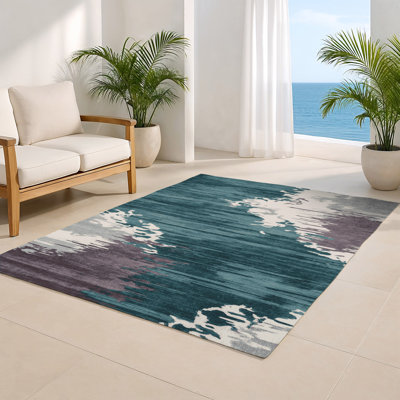 Watercolor Gray Indoor and Outdoor Area Rug