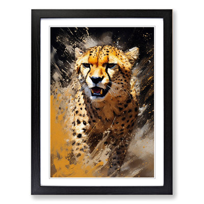 Cheetah Action - Single Picture Frame Print on Wood