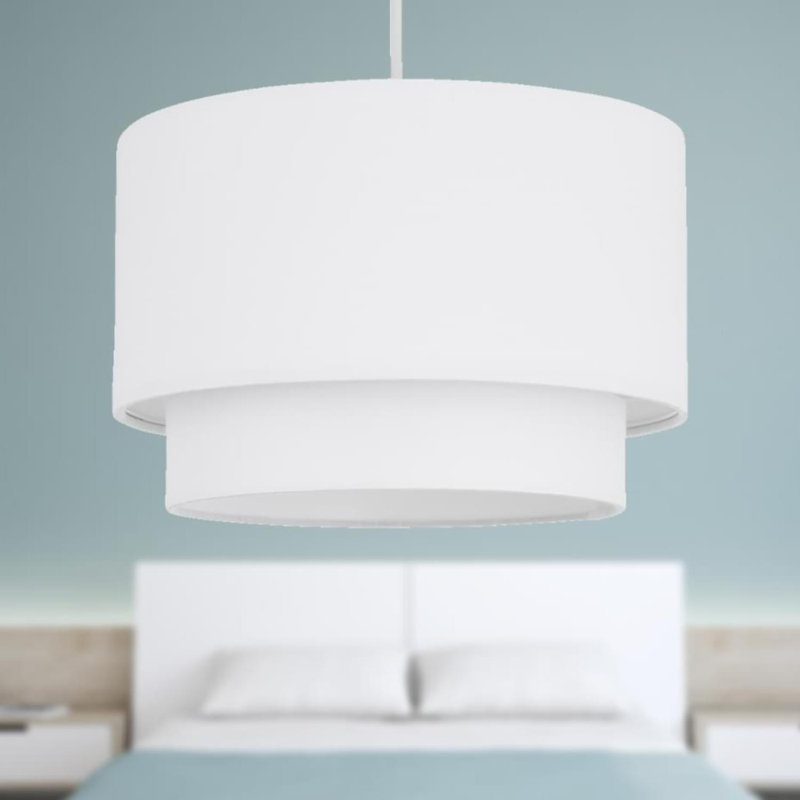 18 cm H Drum Cotton Pendant Shade ( Uno ), White