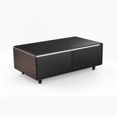 Modern Smart Coffee Table With Built-In Fridge, Bluetooth Speakers, Wireless Charging, Power Socket, USB Ports, Rgb Light, 