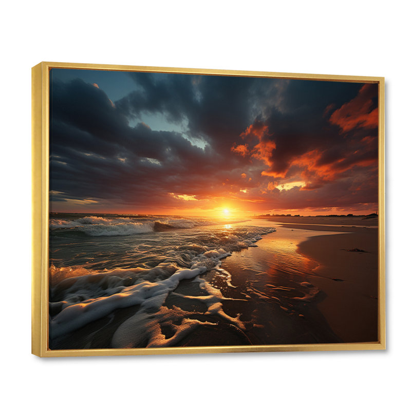 Photo de plage Sables d'or XXV - reproduction sur toile, H 16 po x l 32 po x P 1 po, Cadre flottant doré