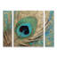 Ensemble de 3 panneaux muraux - Sasha «Peacock Impasto IV», art mural sur toile pour le salon, la chambre à coucher ou le bureau 