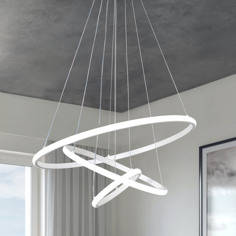 Lustre à 3 lumières DEL Dado, Blanc, H 47,2 po x l 23,6 po x P 23,6 po