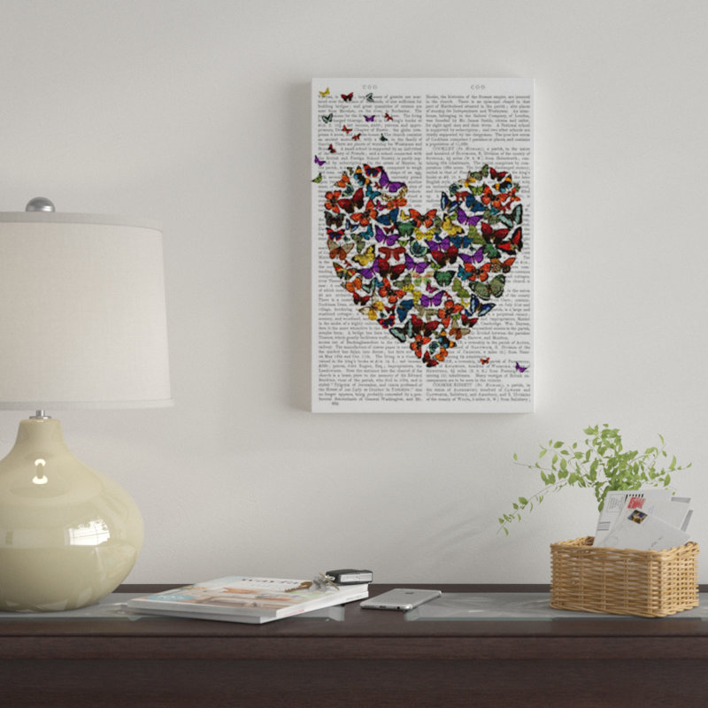 «Butterfly Heart», impression sur toile, H 12 po x l 8 po x P 0,75 po, Toile tendue, Pas de tapis