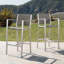 Tabourets de bar d'extérieur en aluminium antirouille avec siège et dossier en rotin PE, ensemble de 2