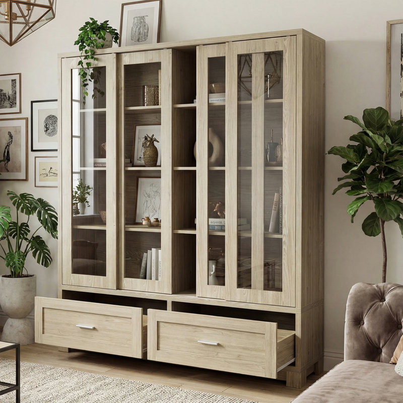 Vitrine à porte coulissante en verre