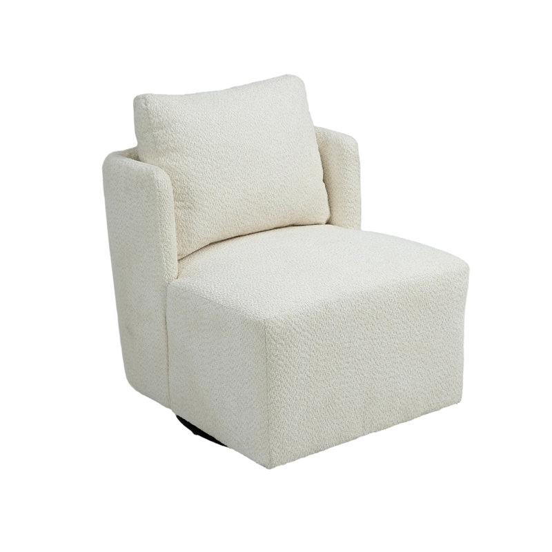 Tumi 24.41" Wide Swivel Barrel Chair, Accent Chair, Sofa Chair for Living Room, Chenille Beige