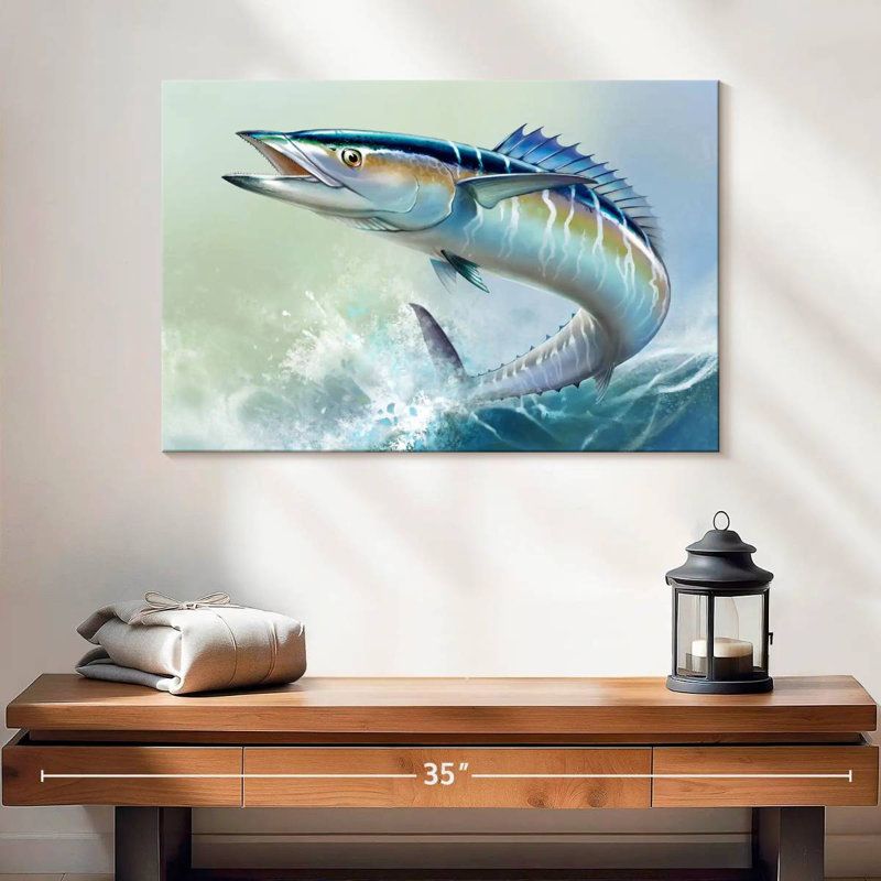 Brampt Wahoo Fish On Waves, 16" H x 24" W
