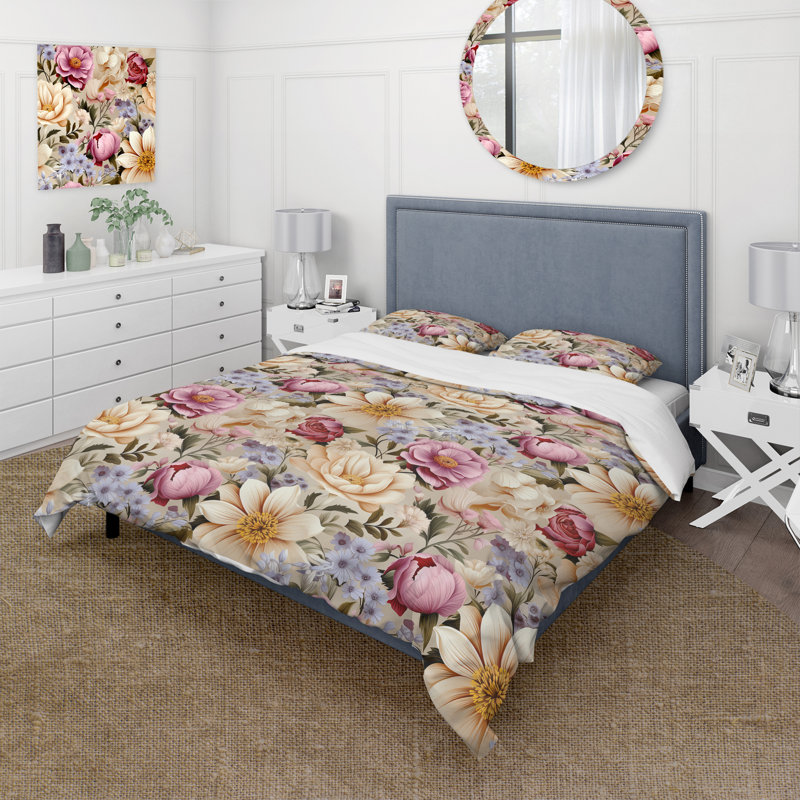 Ensemble de housse de couette Spring Bouquet, Housse de couette pour très grand lit et 2 très