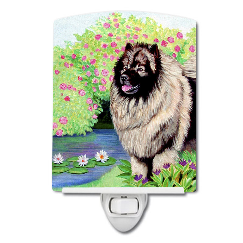 Éclairage de nuit en céramique keeshond