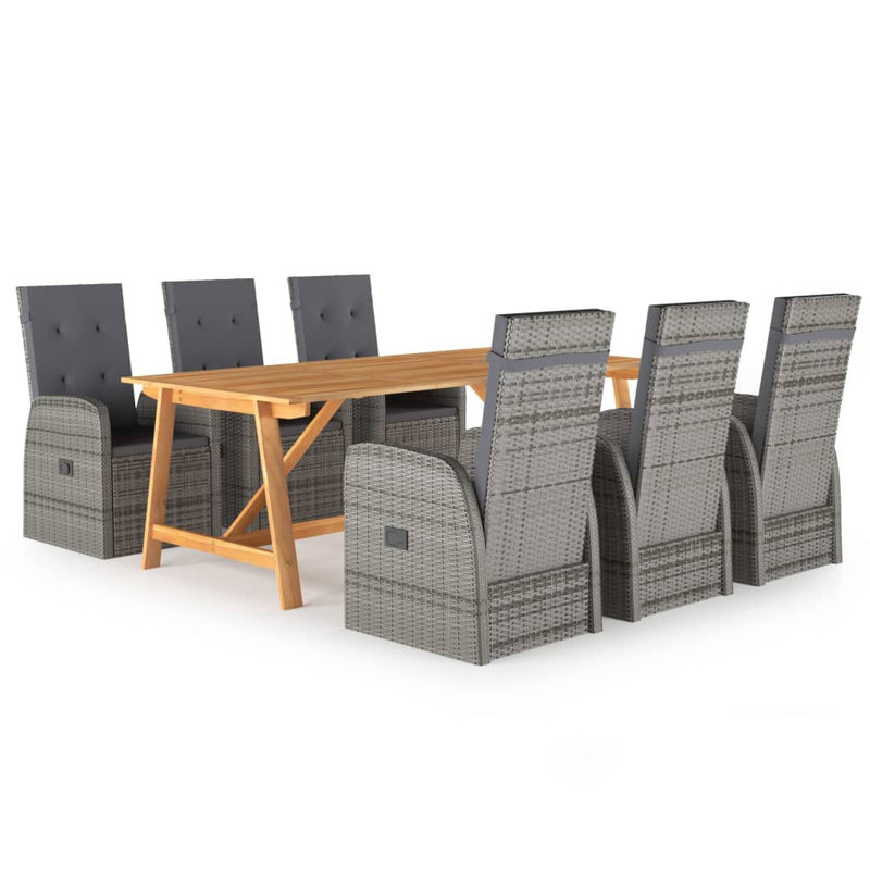 Garden Dining Set Grey Medium Removable Covers
