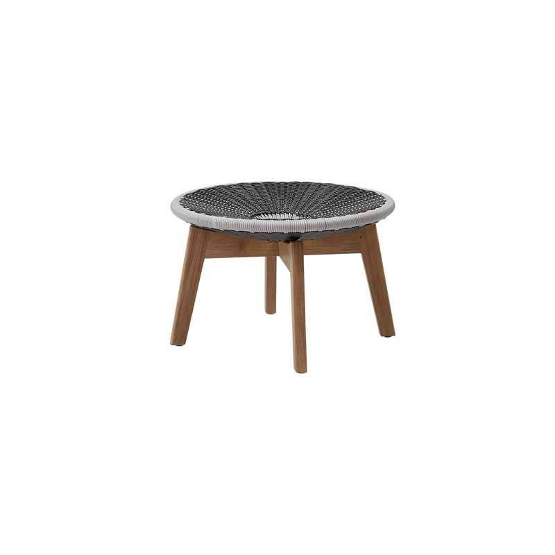 Peacock Outdoor Teak Ottoman, Light Gray/Clear