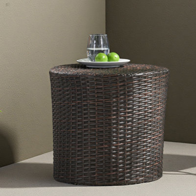 Barrel Side Table, Outdoor Wicker End Table