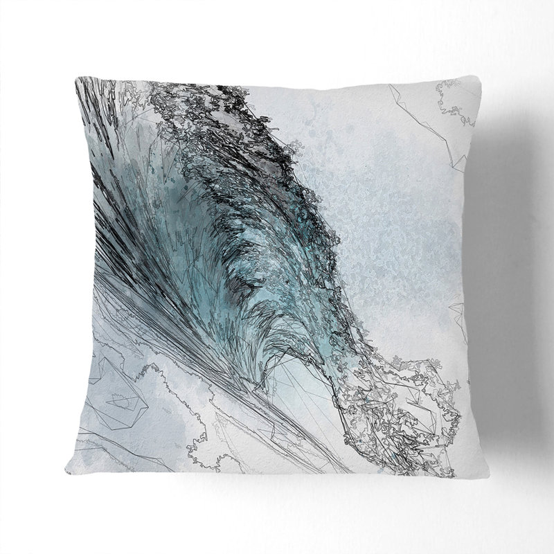 Curve Of The Ocean Wave In Abstract Square Throw Cushion, Stone, 40cm H x 40cm W x 15cm D