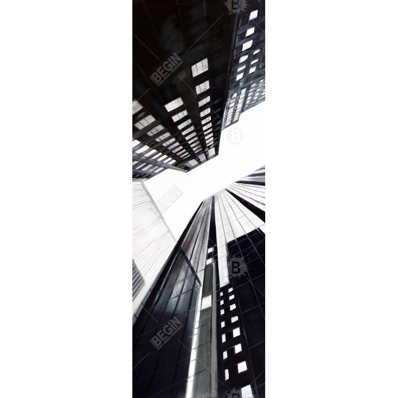 Toile basse vue sur la ville | Cadre contemporain blanc