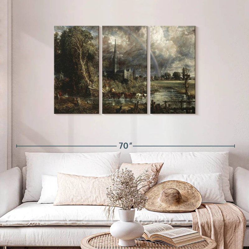 Salisbury Cathedral From Meadows, 28" H x 45" W