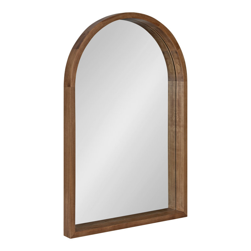 Skyeler Modern Wood Arched Accent Mirror, Natural Rustic, 30" x 20"