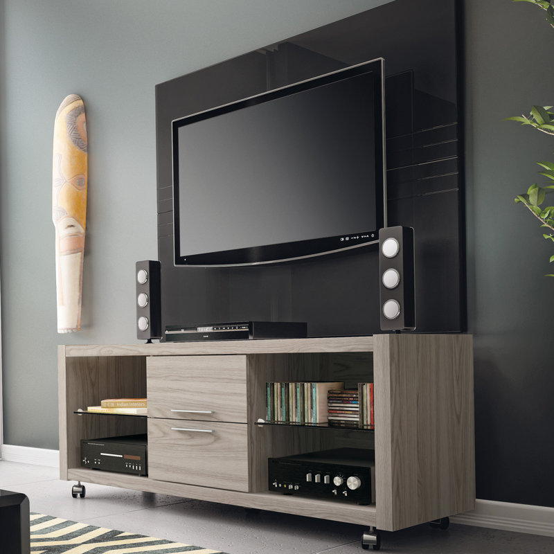 Austwell Unfinished TV Stand with Fireplace Included, Nature White / Pro Touch