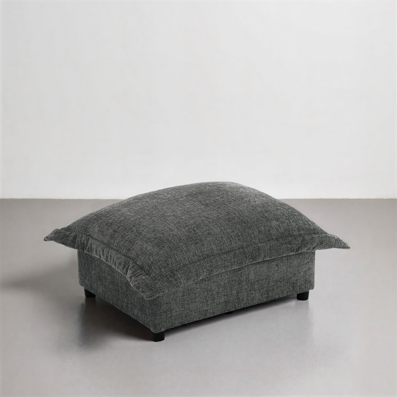 37.37cm Wide Rectangle Solid Colour Footstool Ottoman, Dark Grey