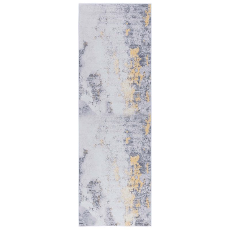 Tapis gris / or Tacoma 803 M / W S / R, Tapis de couloir 2 pi 6 po x 8 pi